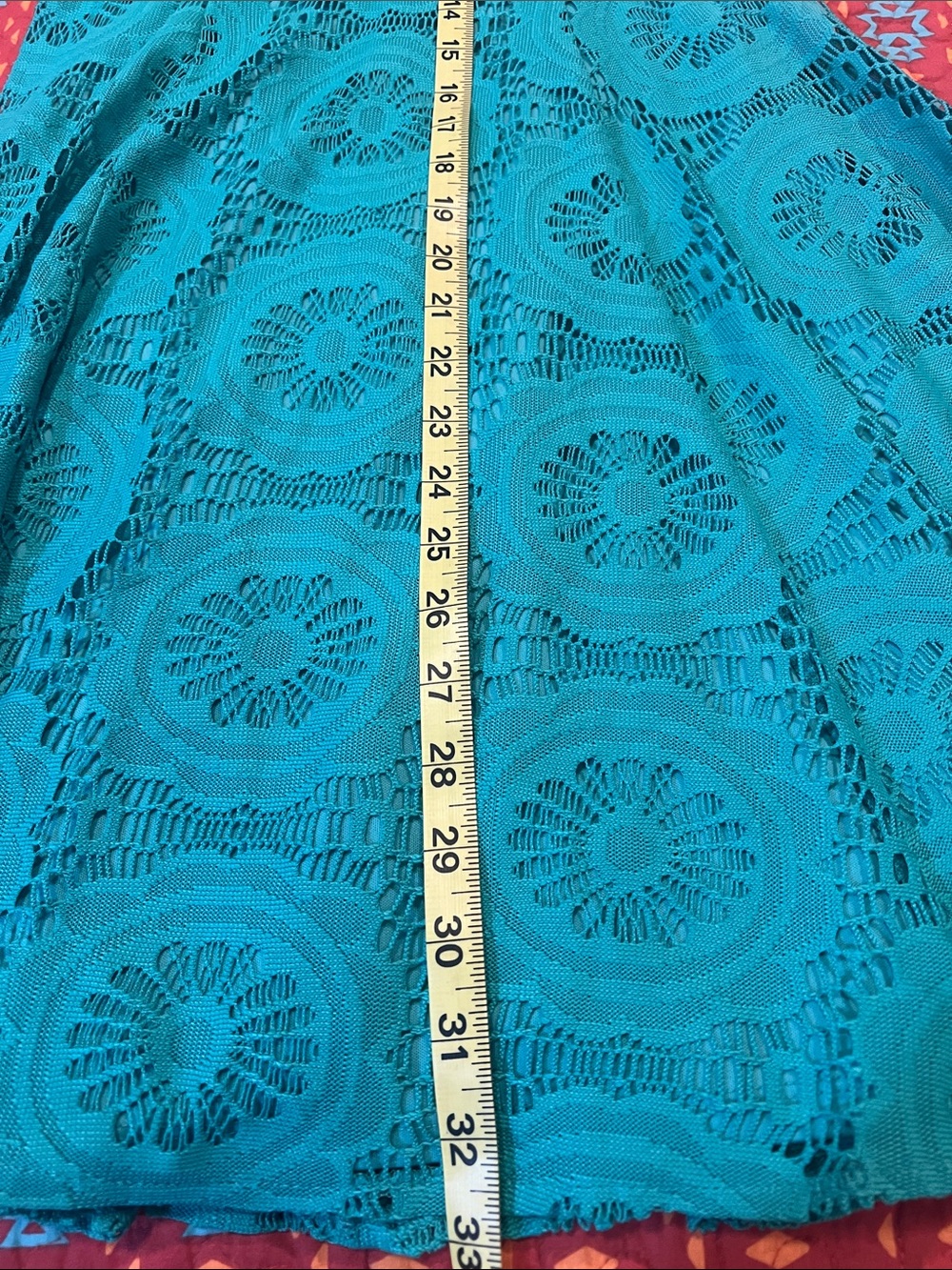London Style Teal Crochet Midi Dress - Picture 11 of 11